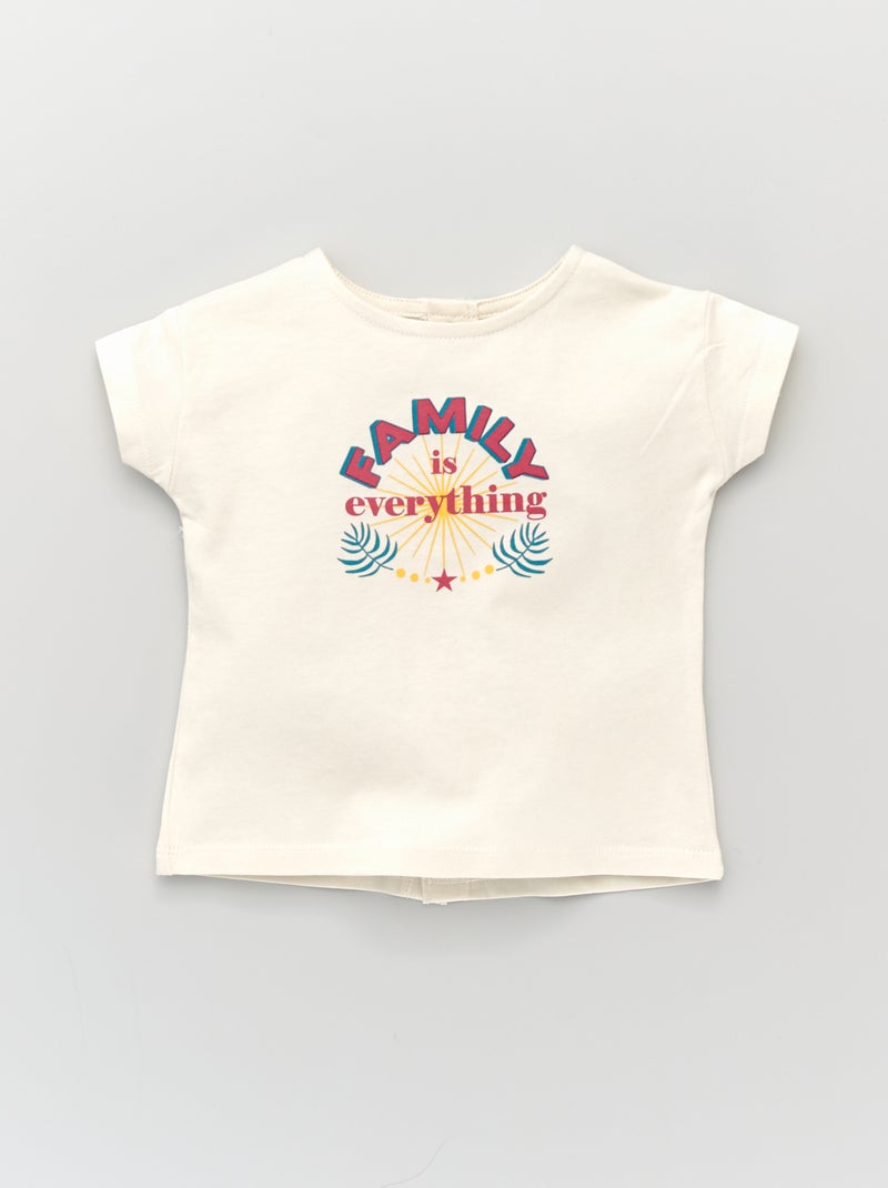 T-shirt com estampado 'family' BRANCO - Kiabi