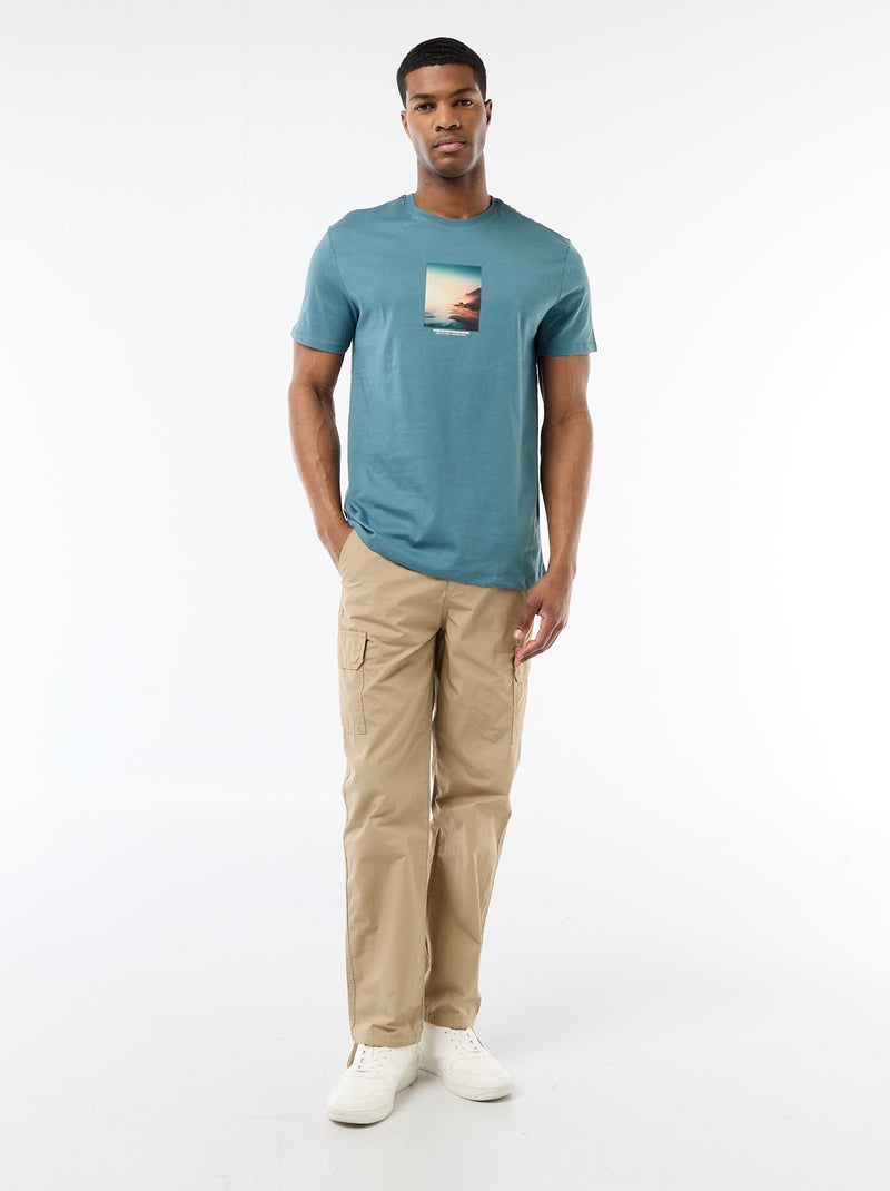 T-shirt com estampado fantasia Azul - Kiabi