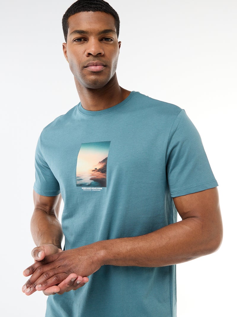 T-shirt com estampado fantasia Azul - Kiabi