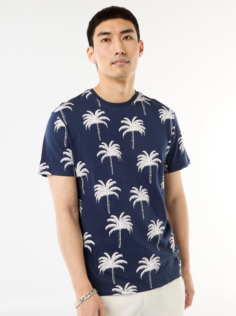 T-shirt com estampado fantasia Azul - Kiabi
