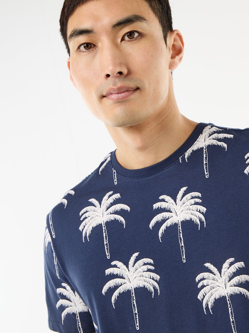 T-shirt com estampado fantasia Azul - Kiabi