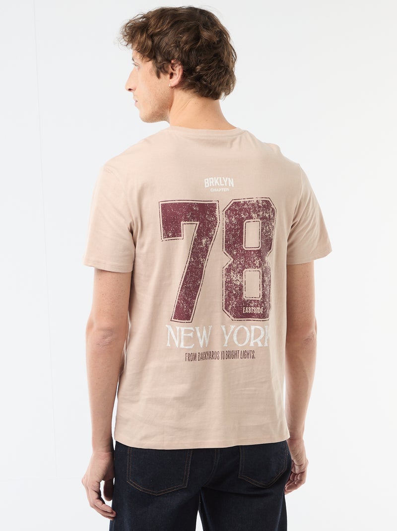 T-shirt com estampado fantasia Bege - Kiabi