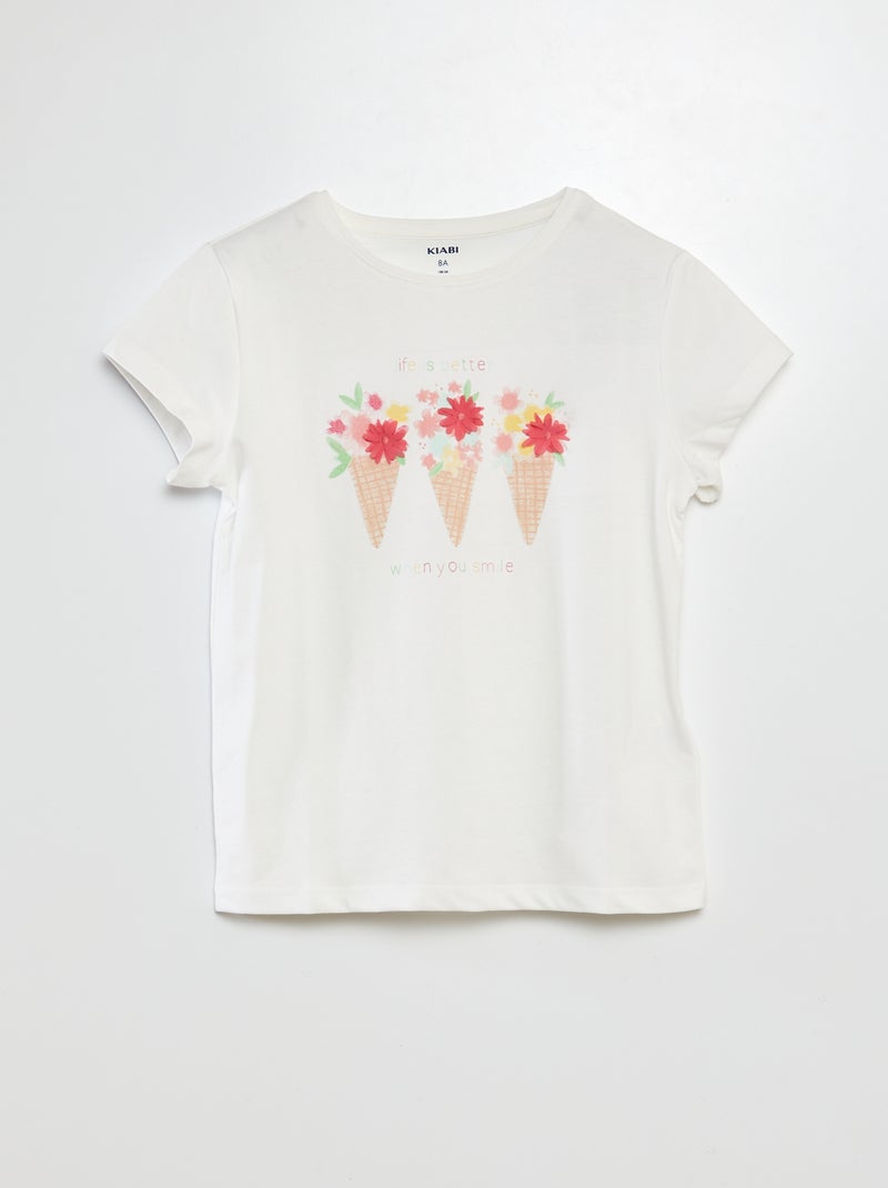 T-shirt com estampado fantasia BRANCO - Kiabi