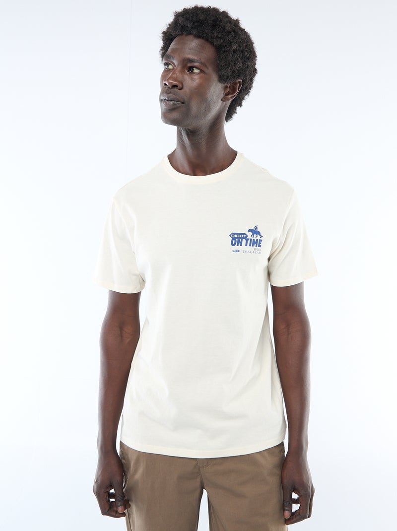T-shirt com estampado fantasia Branco - Kiabi