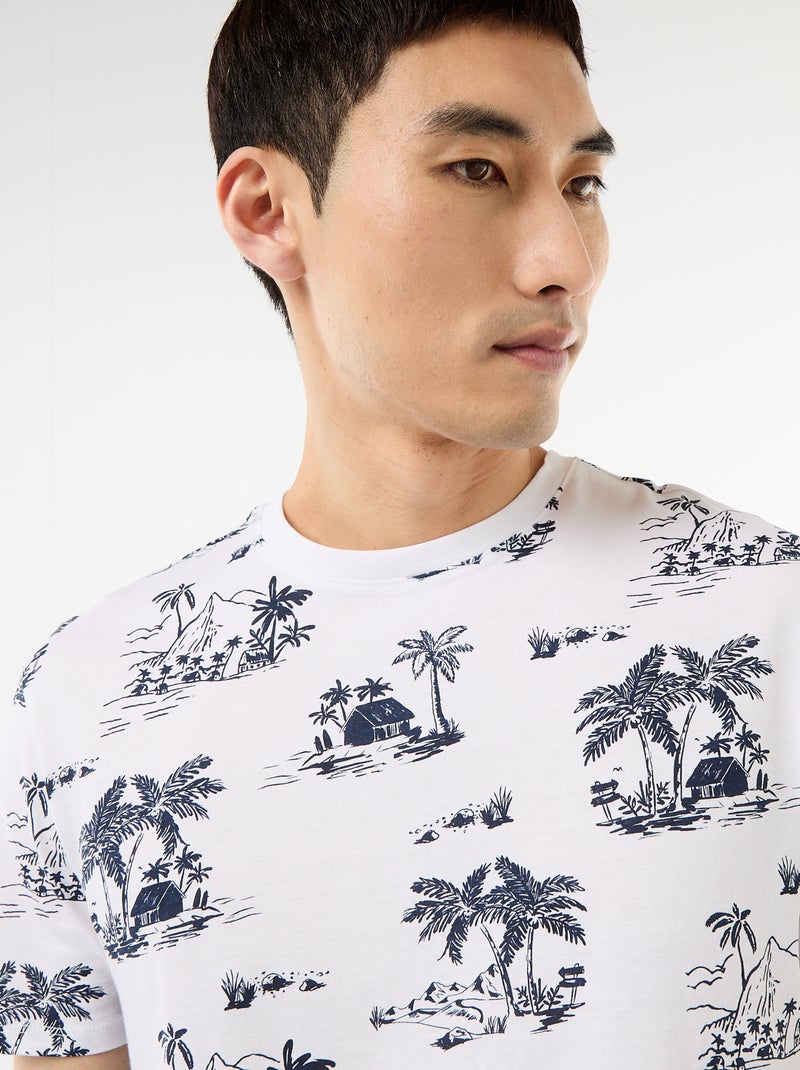 T-shirt com estampado fantasia Branco - Kiabi