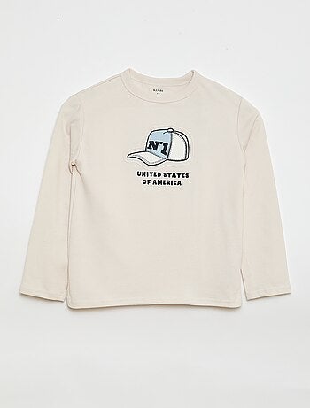 T-shirt com estampado fantasia e mangas compridas