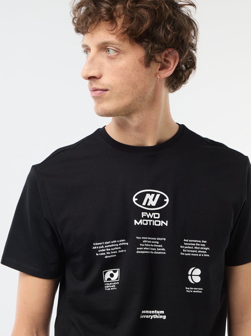 T-shirt com estampado fantasia Preto - Kiabi