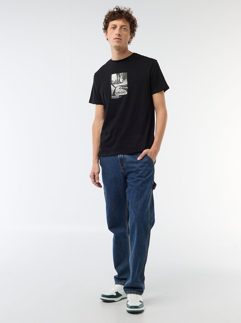 T-shirt com estampado fantasia Preto - Kiabi