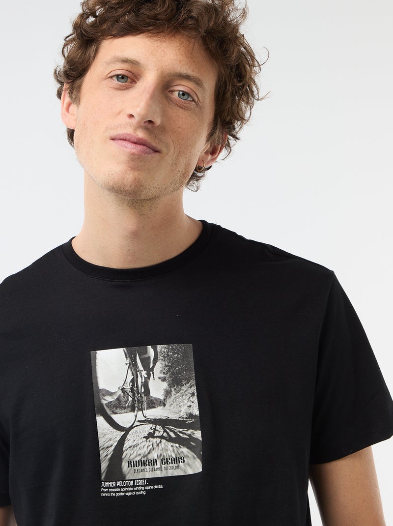 T-shirt com estampado fantasia Preto - Kiabi