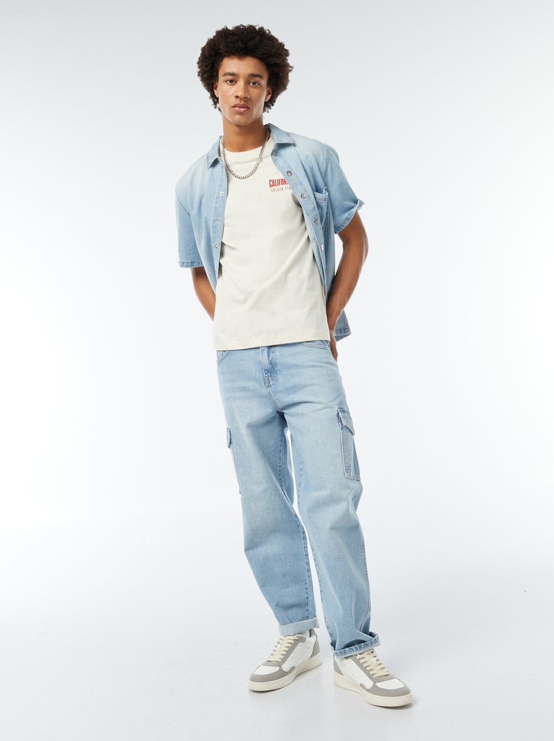 T-shirt com estampado frontal BEGE - Kiabi