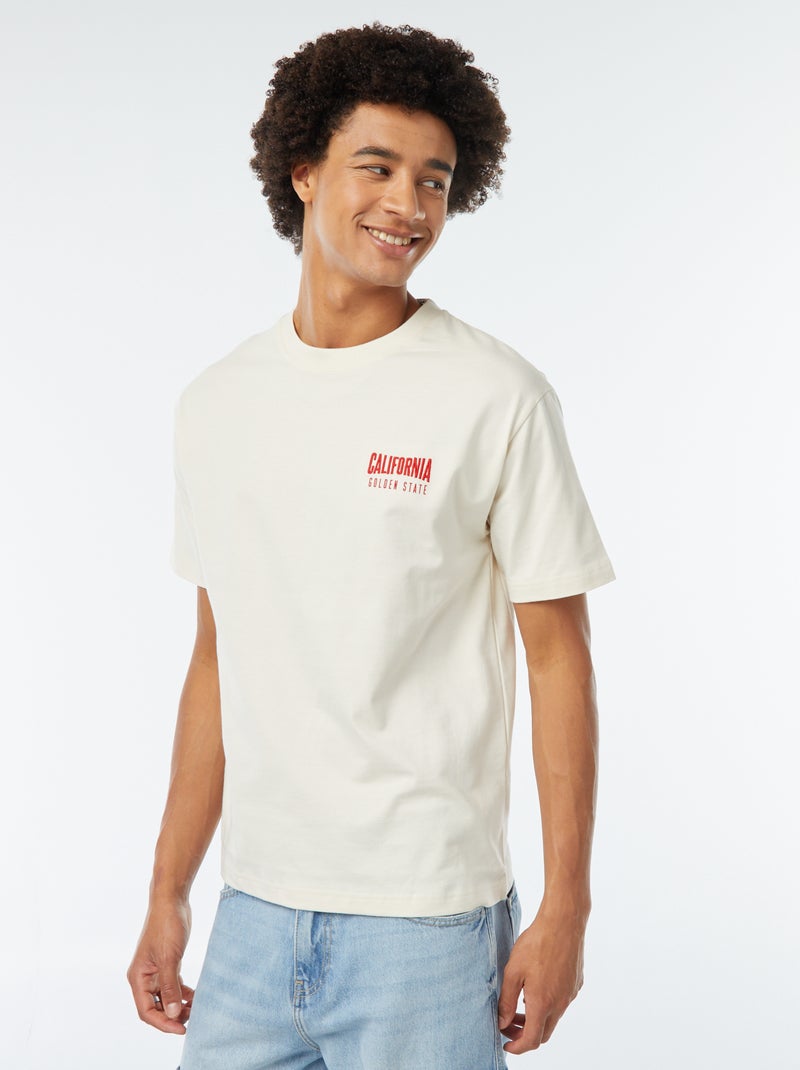 T-shirt com estampado frontal BEGE - Kiabi