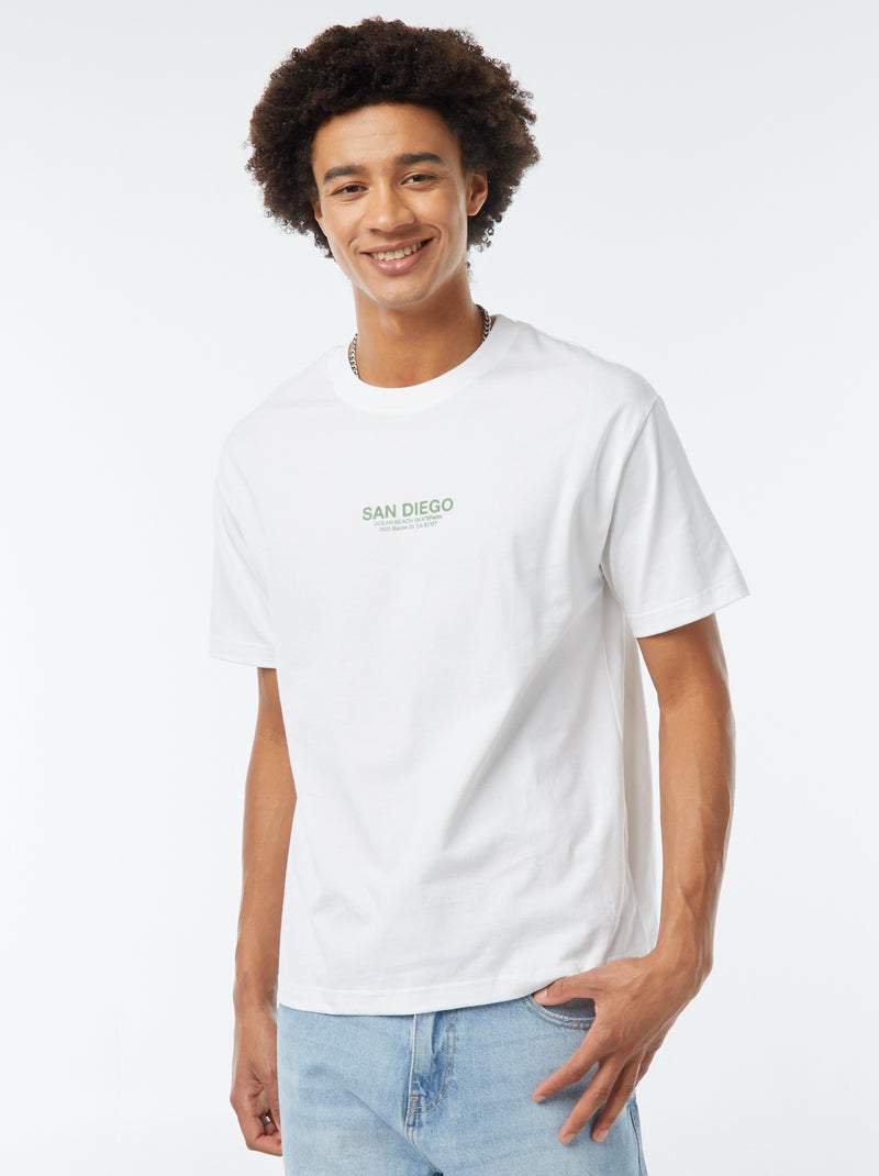 T-shirt com estampado frontal Branco - Kiabi