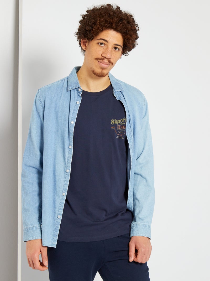 T-shirt com estampado frontal 'Produkt' Azul Marinho - Kiabi