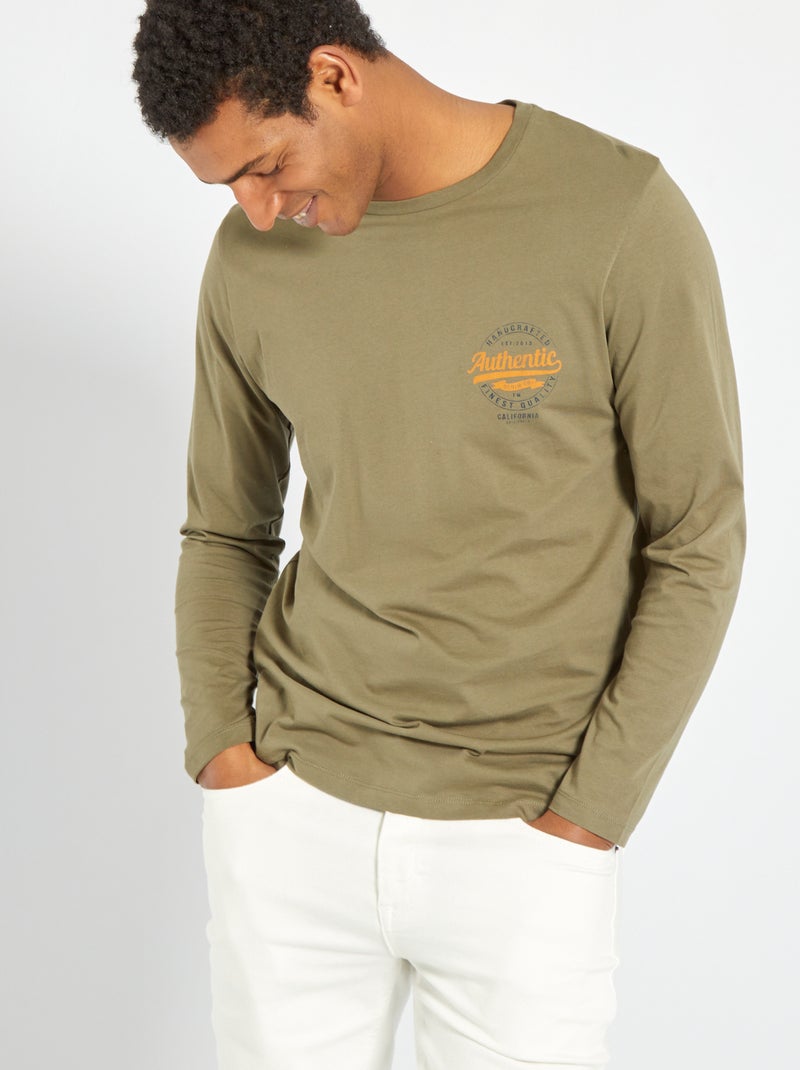 T-shirt com estampado frontal 'Produkt' CAQUI - Kiabi