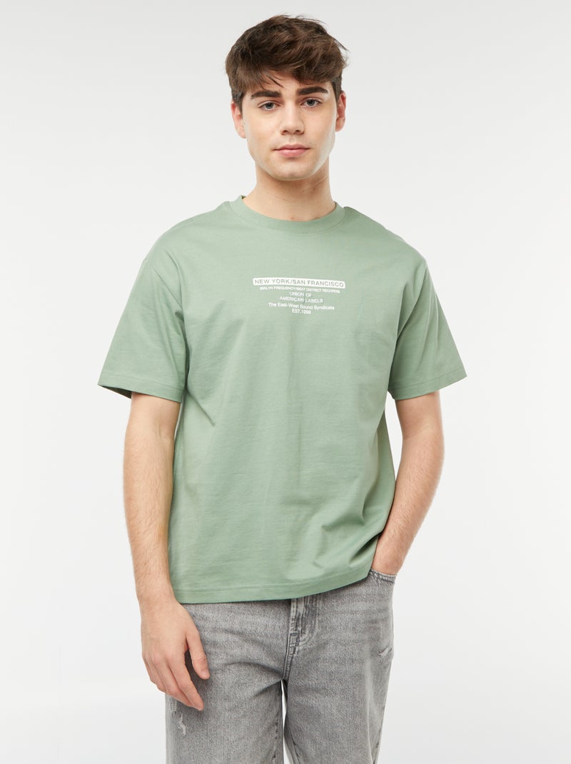 T-shirt com estampado frontal VERDE - Kiabi