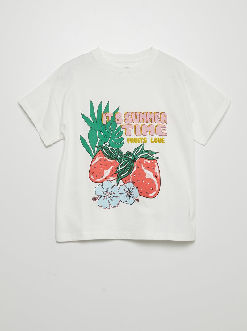 T-shirt com estampado 'frutos' BRANCO - Kiabi