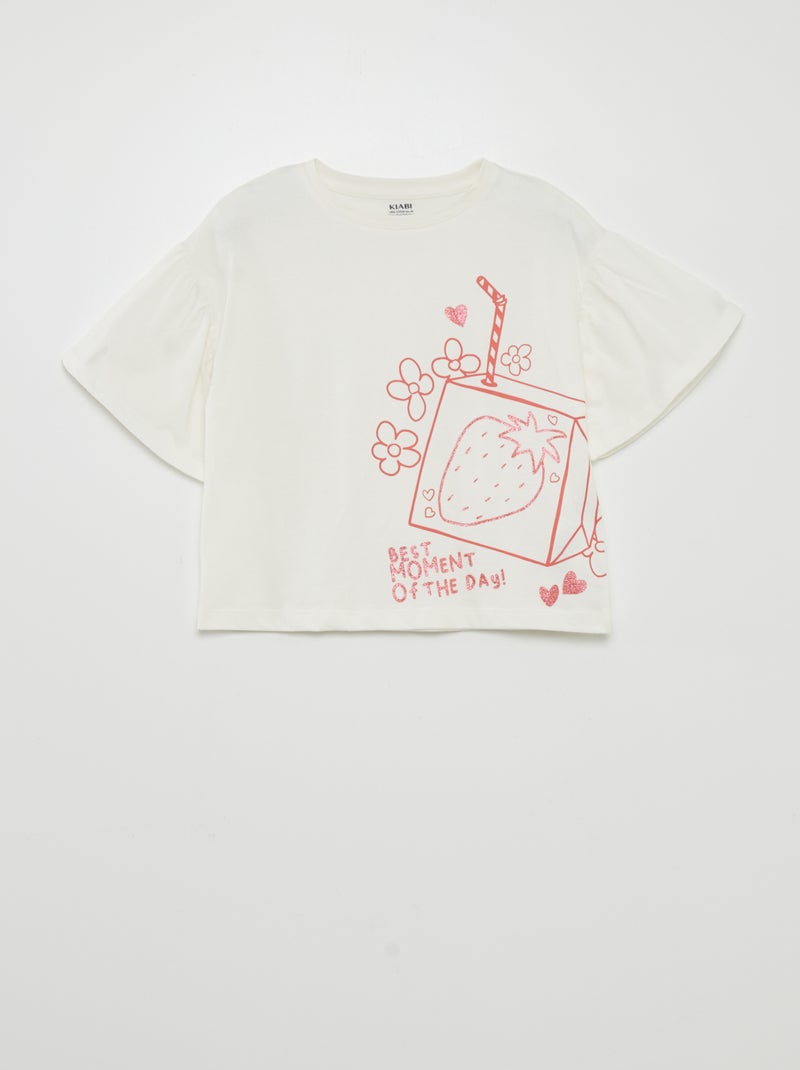 T-shirt com estampado 'frutos' de manga curta BRANCO - Kiabi