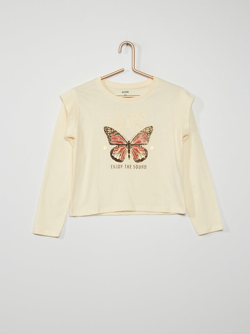 T-shirt com estampado 'gato' BEGE - Kiabi
