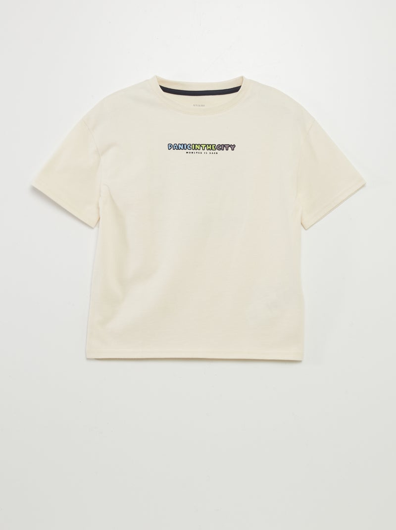 T-shirt com estampado grande à frente e atrás BRANCO - Kiabi