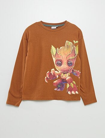 T-shirt com estampado 'Groot' manga comprida