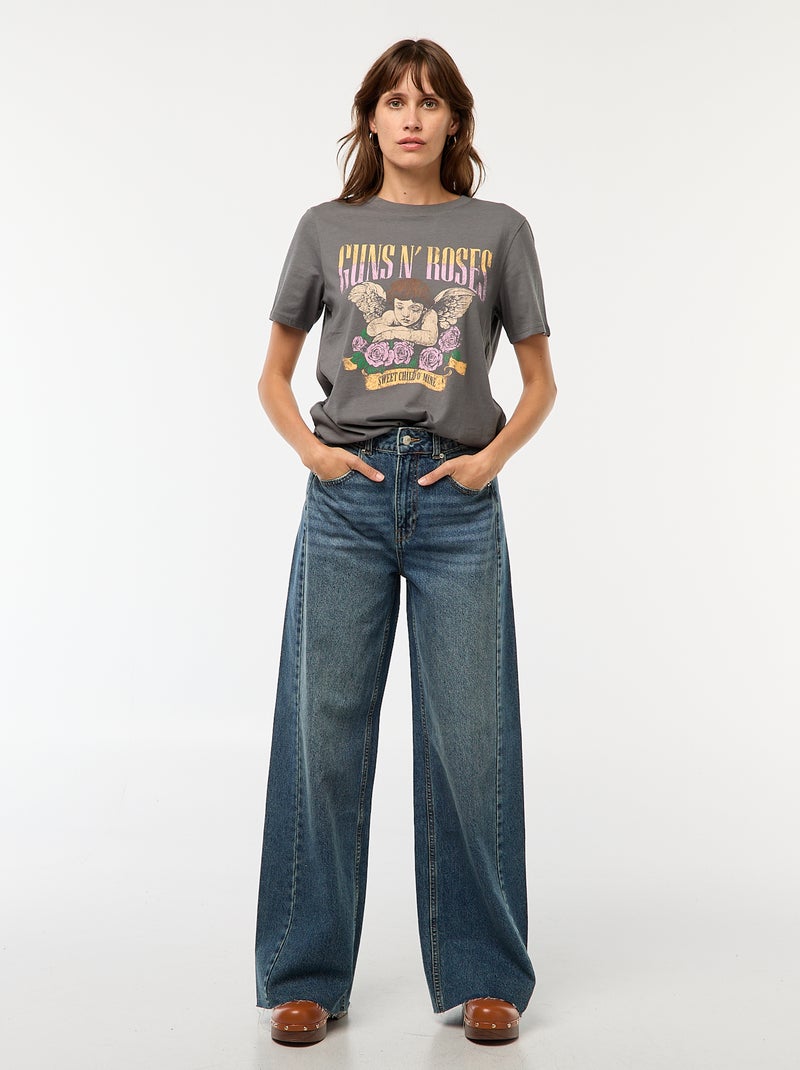 T-shirt com estampado 'Guns N'Roses' Cinza - Kiabi