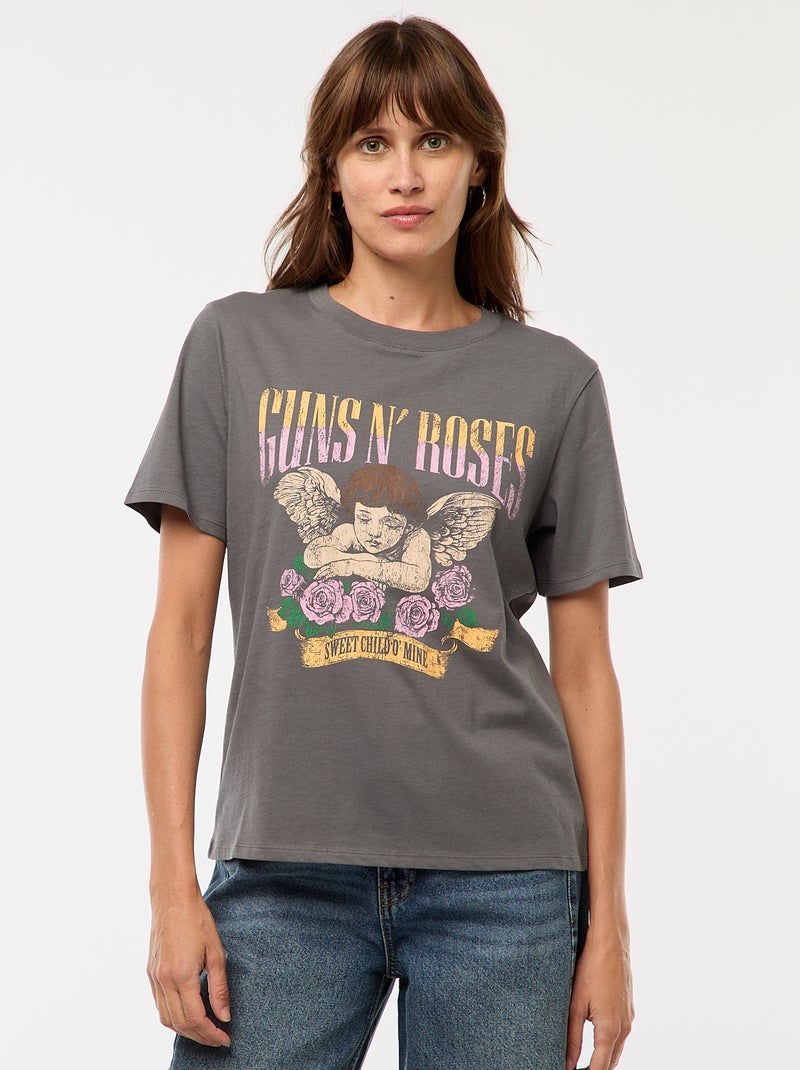 T-shirt com estampado 'Guns N'Roses' Cinza - Kiabi
