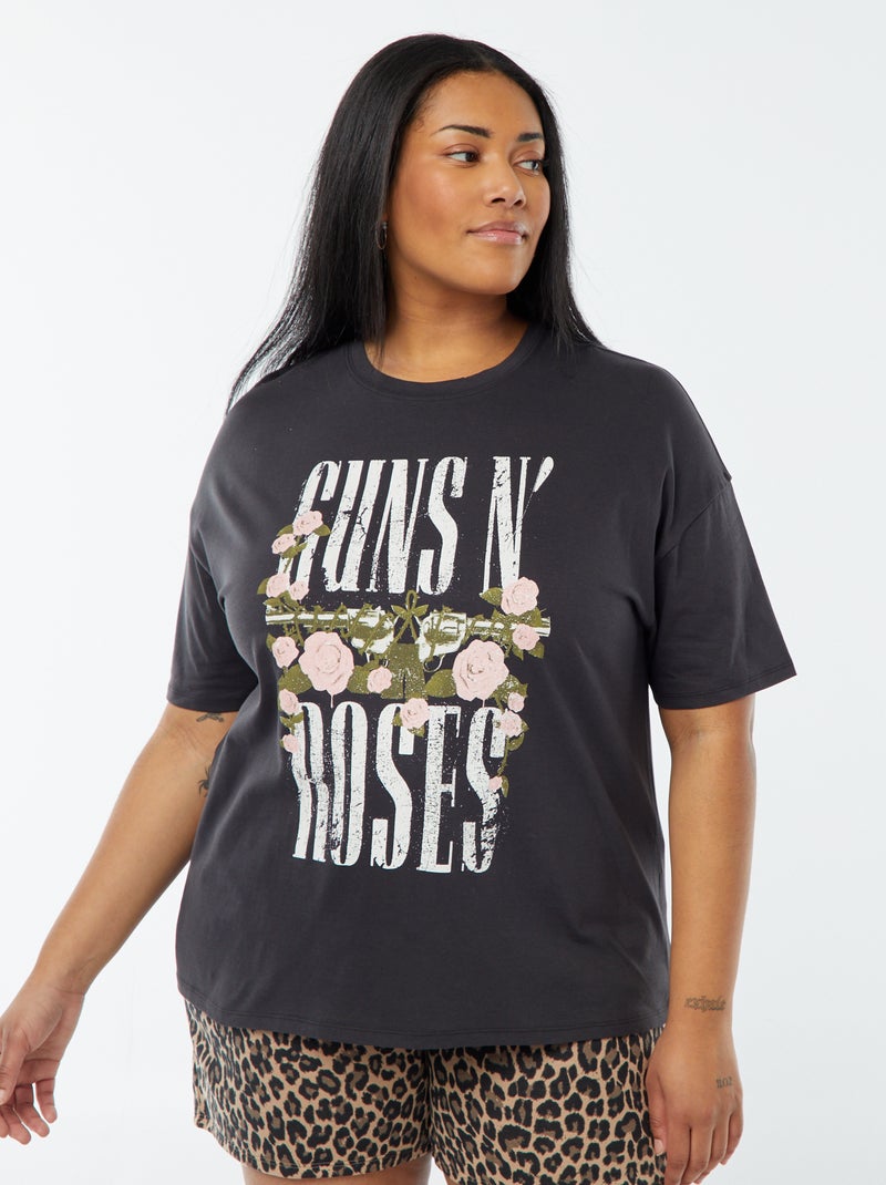 T-shirt com estampado 'Guns N'Roses' de manga curta PRETO - Kiabi