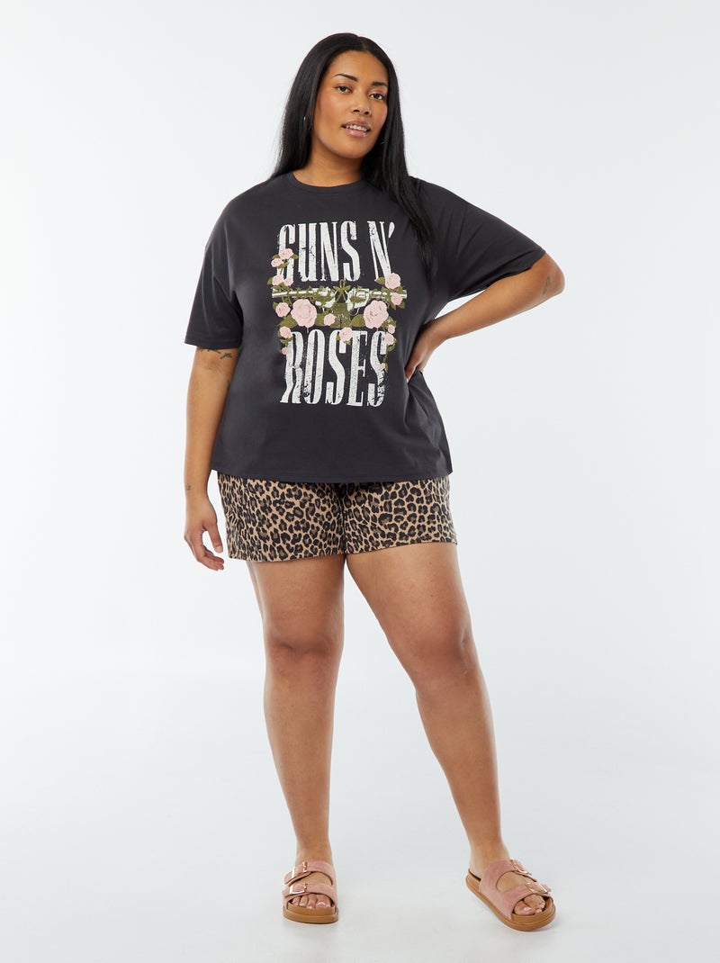 T-shirt com estampado 'Guns N'Roses' de manga curta PRETO - Kiabi