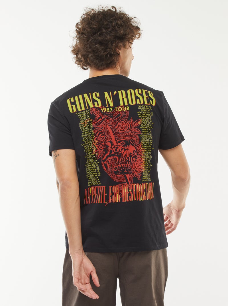 T-shirt com estampado 'Guns'N'Roses' de manga curta Preto - Kiabi