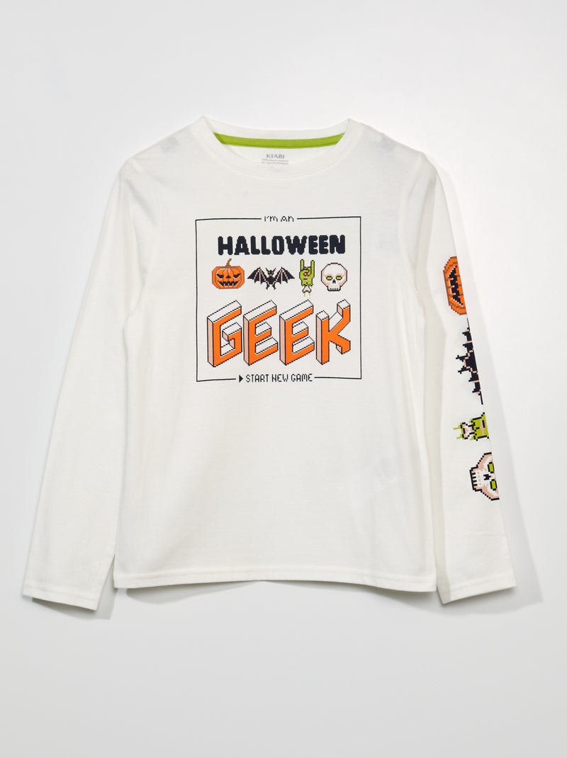 T-shirt com estampado 'halloween' BRANCO - Kiabi