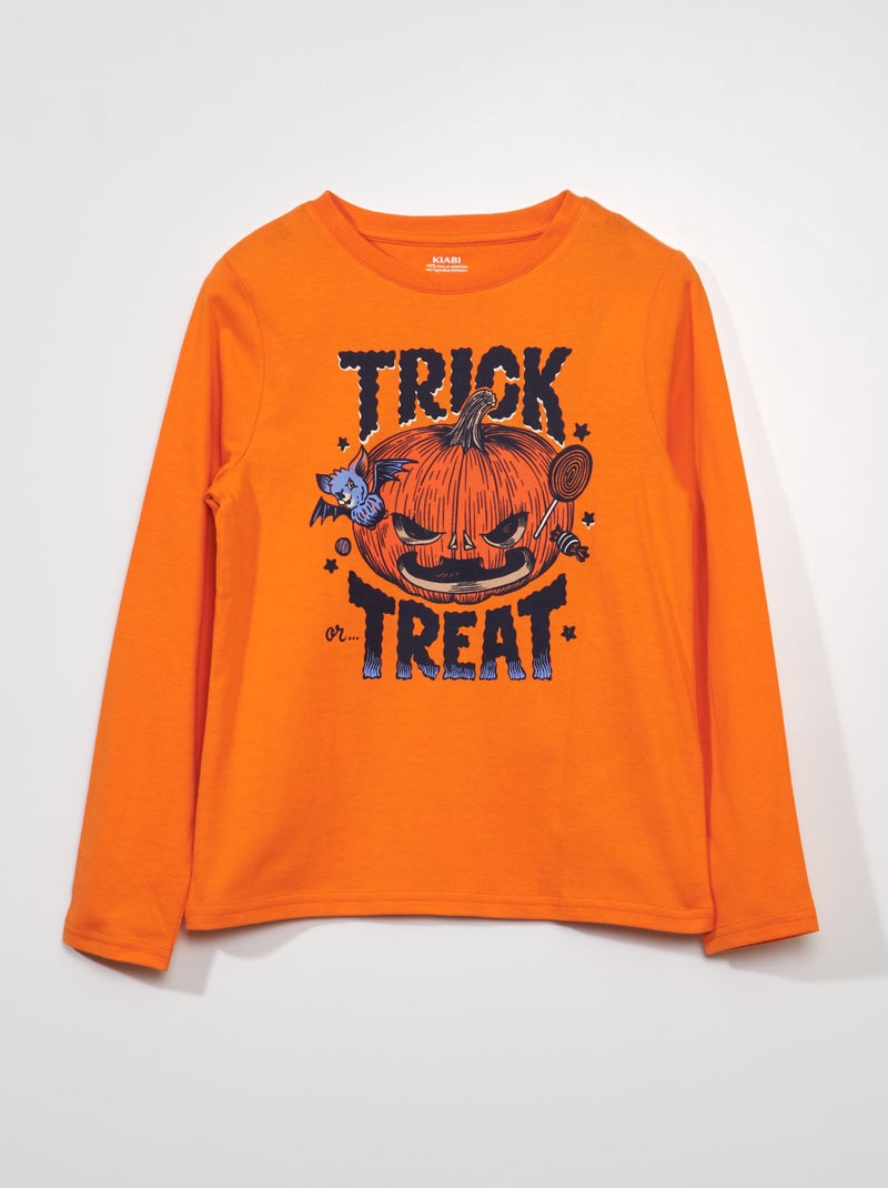 T-shirt com estampado 'halloween' LARANJA - Kiabi