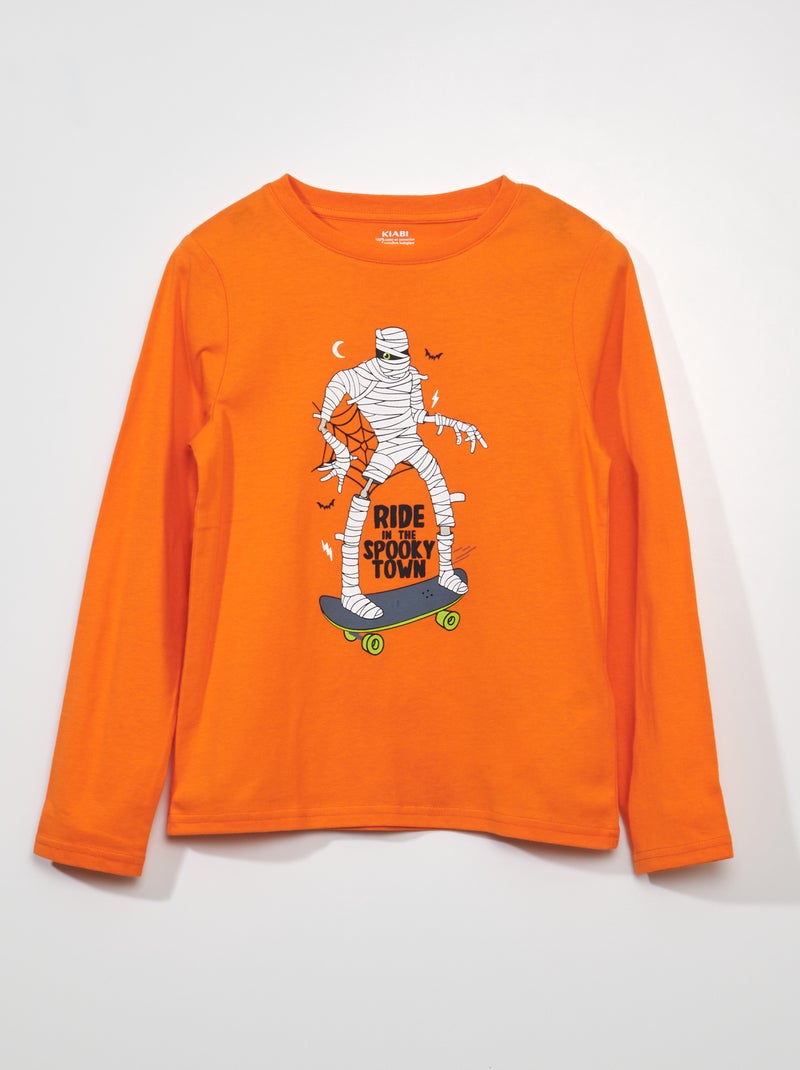T-shirt com estampado 'halloween' LARANJA - Kiabi