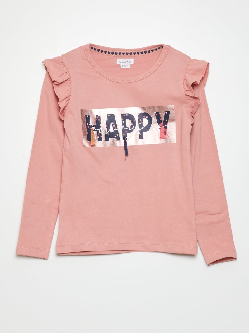 T-shirt com estampado 'Happy' ROSA - Kiabi