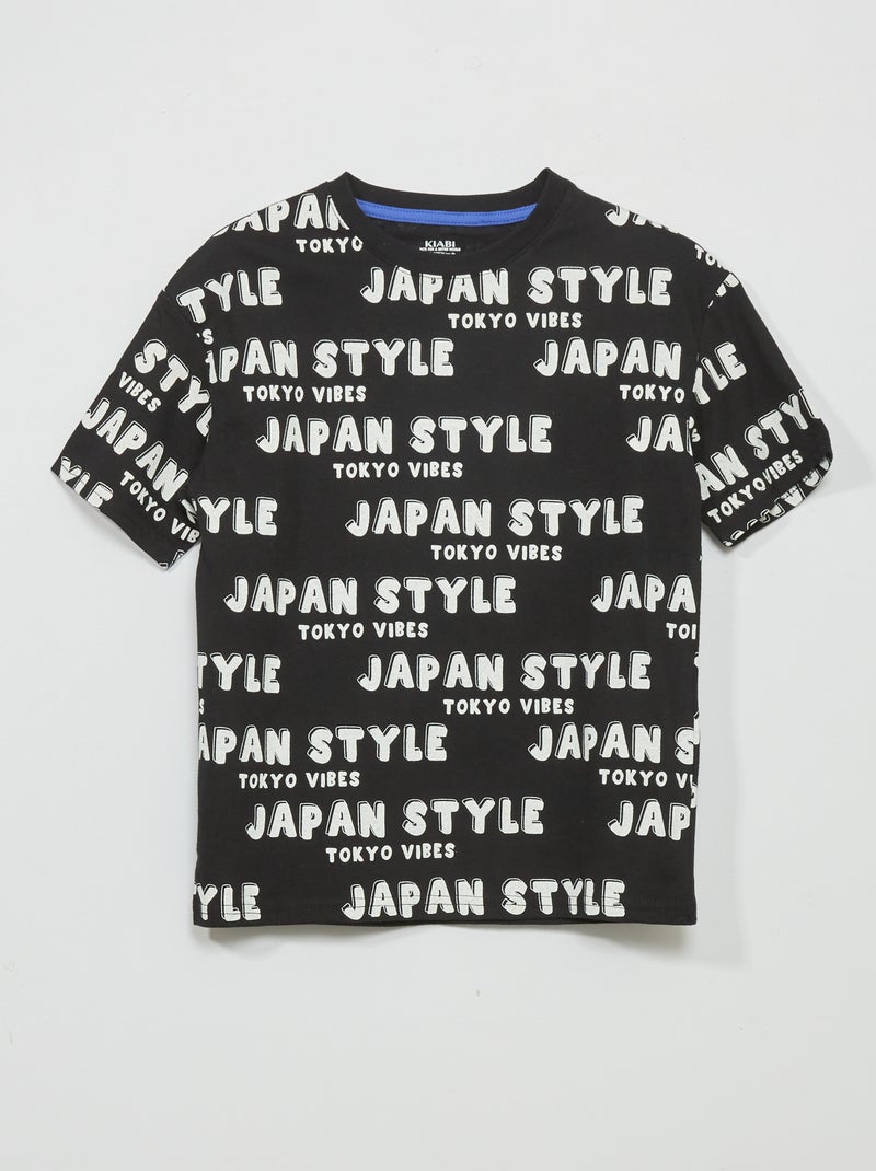 T-shirt com estampado 'Japão' PRETO - Kiabi