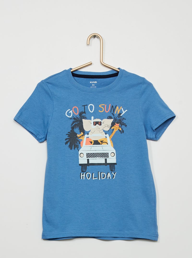 T-shirt com estampado 'jeep' AZUL - Kiabi