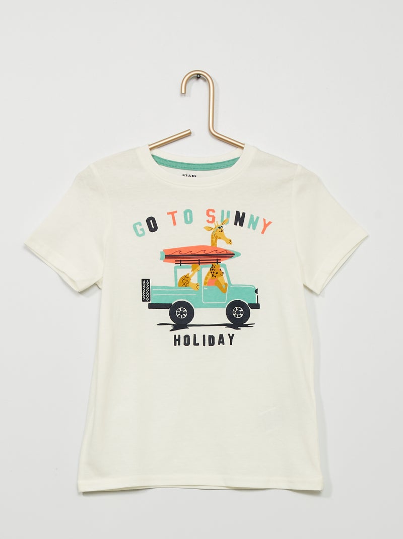 T-shirt com estampado 'jeep' BEGE - Kiabi