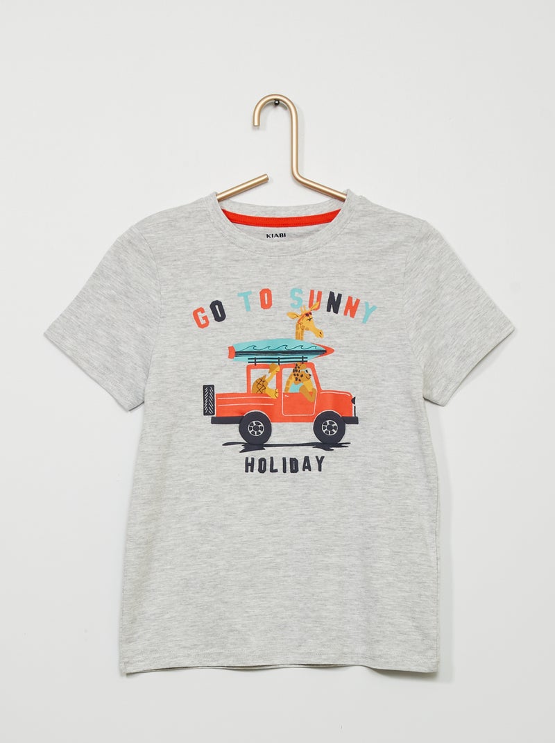 T-shirt com estampado 'jeep' CINZA - Kiabi