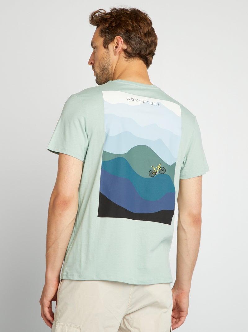 T-shirt com estampado largo atrás VERDE - Kiabi