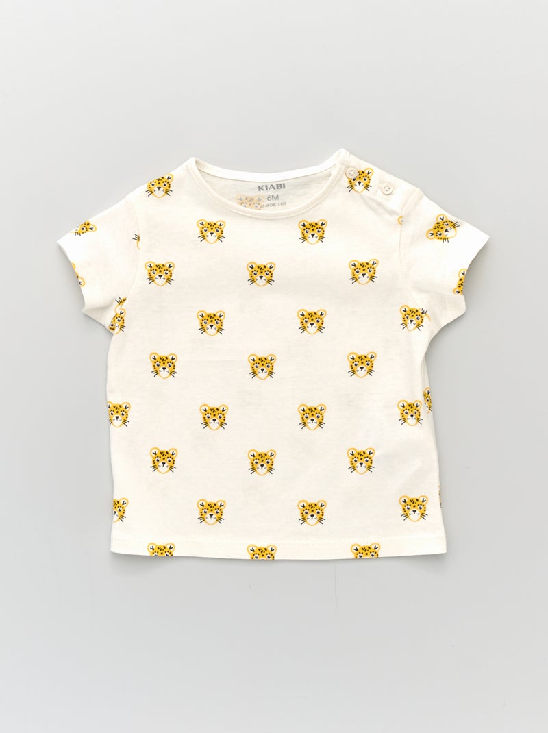 T-shirt com estampado 'leopardo' BRANCO - Kiabi