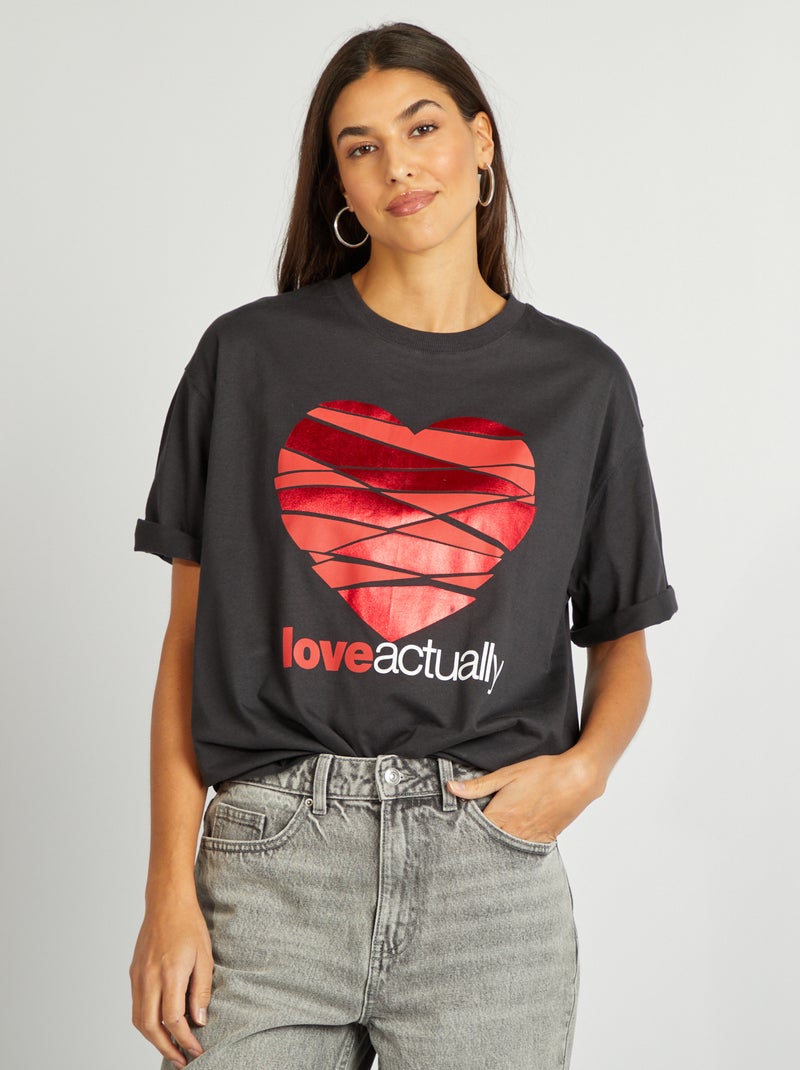 T-shirt com estampado 'Love Actually' PRETO - Kiabi