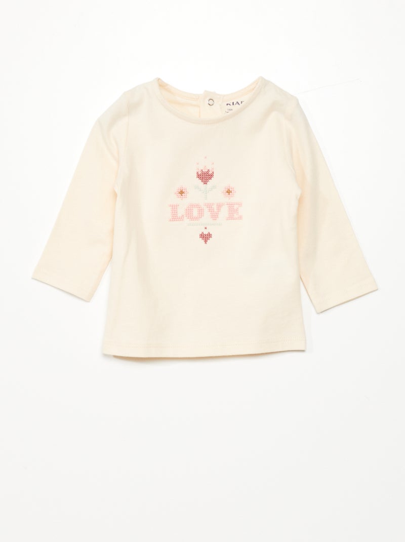 T-shirt com estampado 'Love' BRANCO - Kiabi