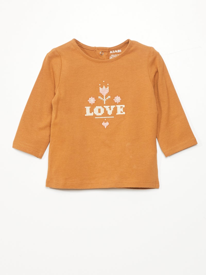 T-shirt com estampado 'Love' CASTANHO - Kiabi