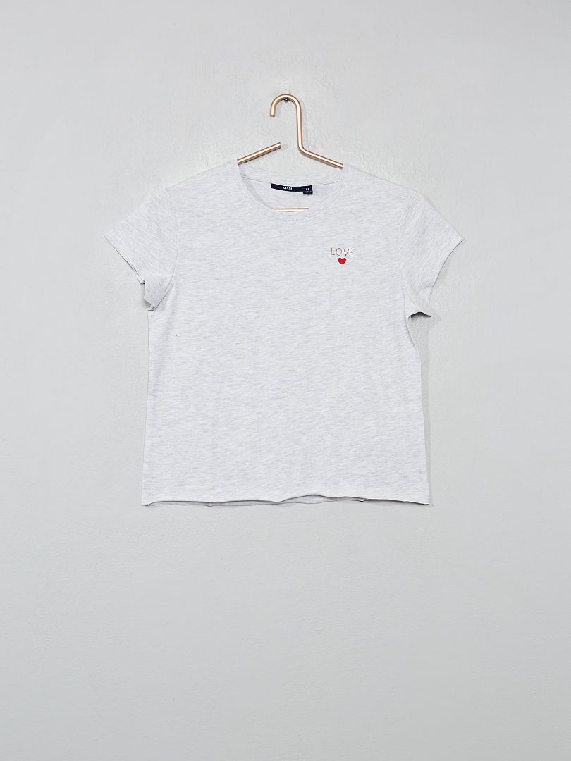T-shirt com estampado 'Love' Cinza Mesclado - Kiabi
