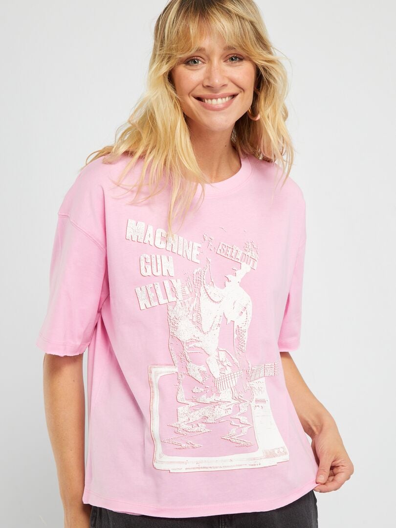 T-shirt com estampado 'Machine Gun Kelly' ROSA - Kiabi