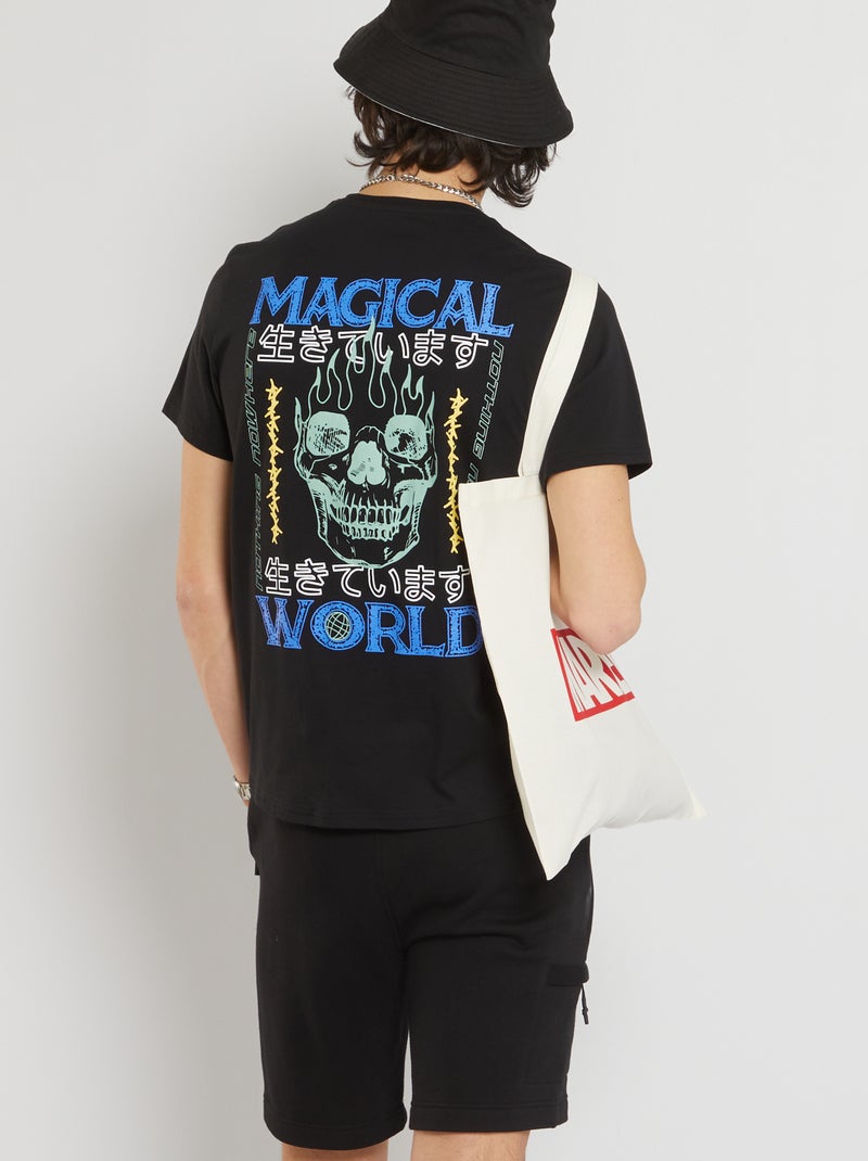 T-shirt com estampado 'Magical World' Preto - Kiabi