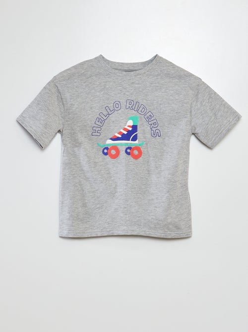 T-shirt com estampado, manga curta e gola redonda - Kiabi