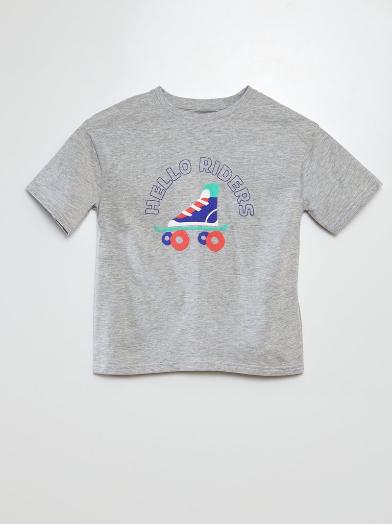 T-shirt com estampado, manga curta e gola redonda BRANCO - Kiabi