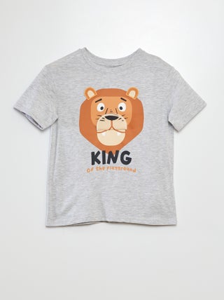 T-shirt com estampado, manga curta e gola redonda