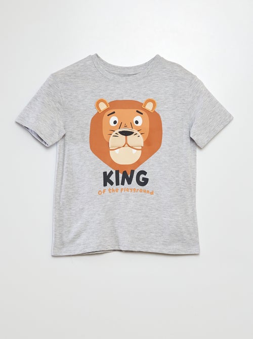 T-shirt com estampado, manga curta e gola redonda - Kiabi