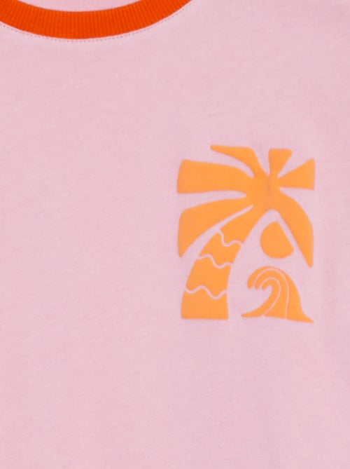 T-shirt com estampado, manga curta e gola redonda - Kiabi